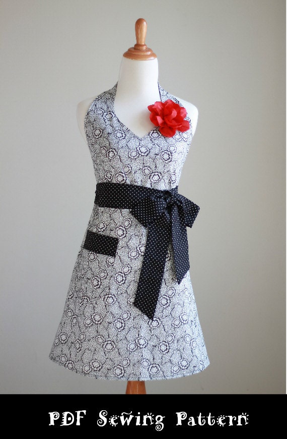 Apron PDF Pattern Women's Full and Half - The COQUETTE - Instant Download Sewing Pattern