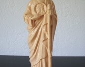Vintage Saint Religious Hollow Tan Plastic Statue