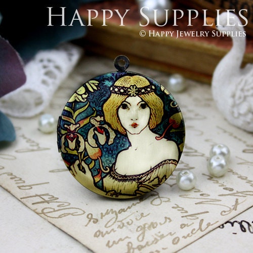 New Technology - 1pcs 33mm (PL-33-462) Handmade Antique Bronze Brass Photo Locket Pendant / Charm