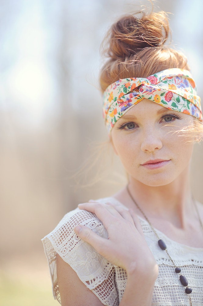 Floral Bohemian Head Wrap / Neat Neon Floral