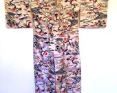 1950s SILK MEISEN KIMONO with Forest Motif