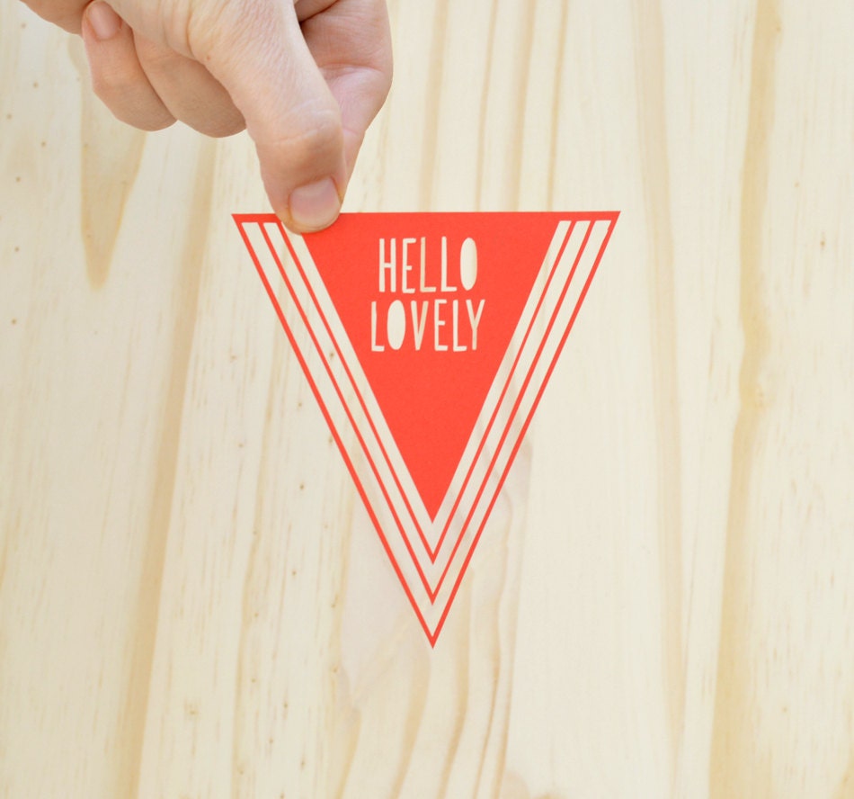 hello lovely . 5 x 7 . hand cut papercut