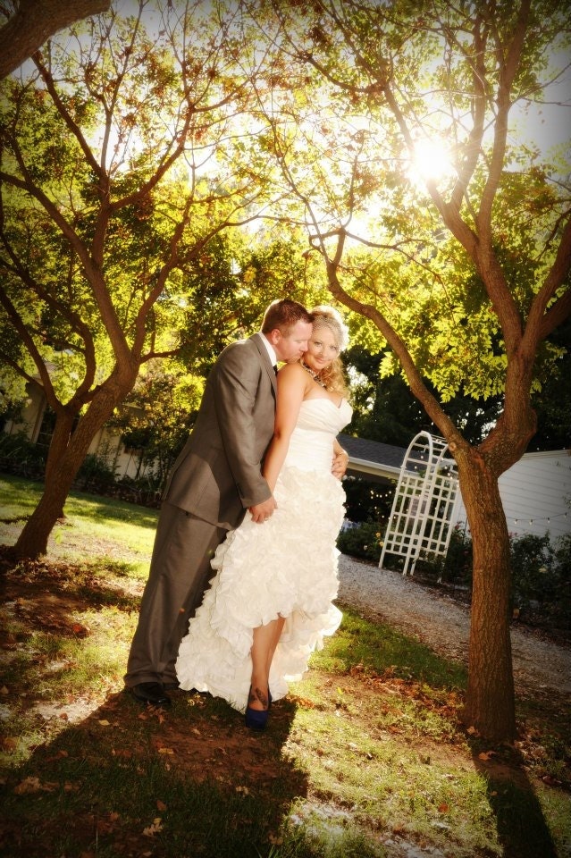 Ruffle Wedding Dress with High-Low Hem