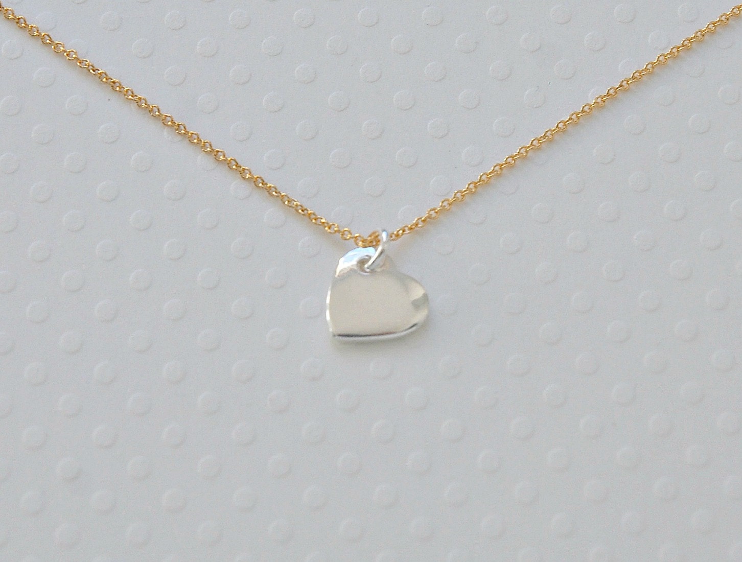 Silver heart necklace - heart pendant - heart charm - little heart - gold fill chain - mixed metals - love - simple everyday jewelry - Teena