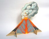 Made to order - Hand painted wooden sculpture -- Volcano wearing Wellington Boots