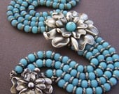 Robyn Estate Vintage Bracelet - Four Strand Sterling Silver Beaded Bracelet