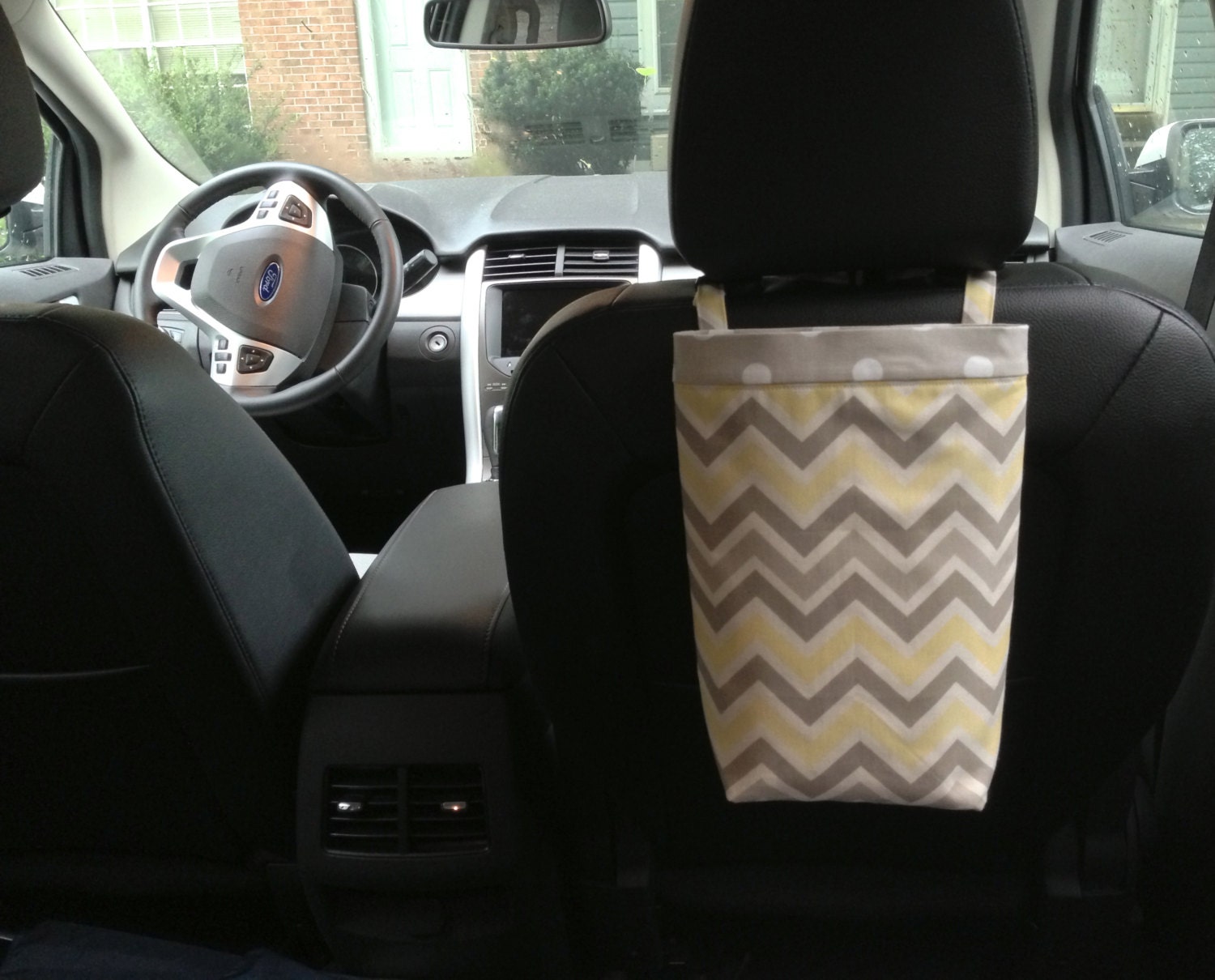 Car Trash Bag CHEVRON YELLOW and TEAKWOOD, Women, Men, Car Litter Bag, Auto Accessories, Auto Bag, Car Organizer