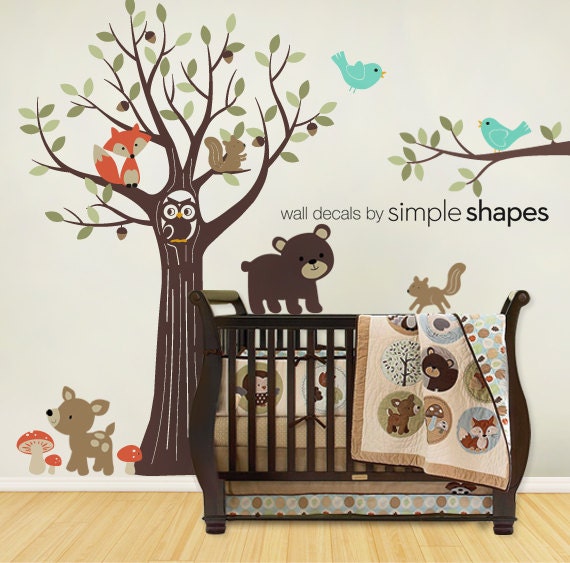 Tree with Forest Friends Wall Decals - Kid's Nursery Room Wall Decal