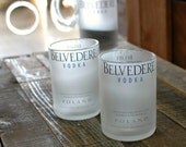 Two Belvedere Vodka Rocks Glasses // Recycled Glass Bottles