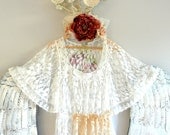 Boho lace shirt, shabby white top, Romantic country clothing, cottage beach chic, layered lagenlook, true rebel clothing Large