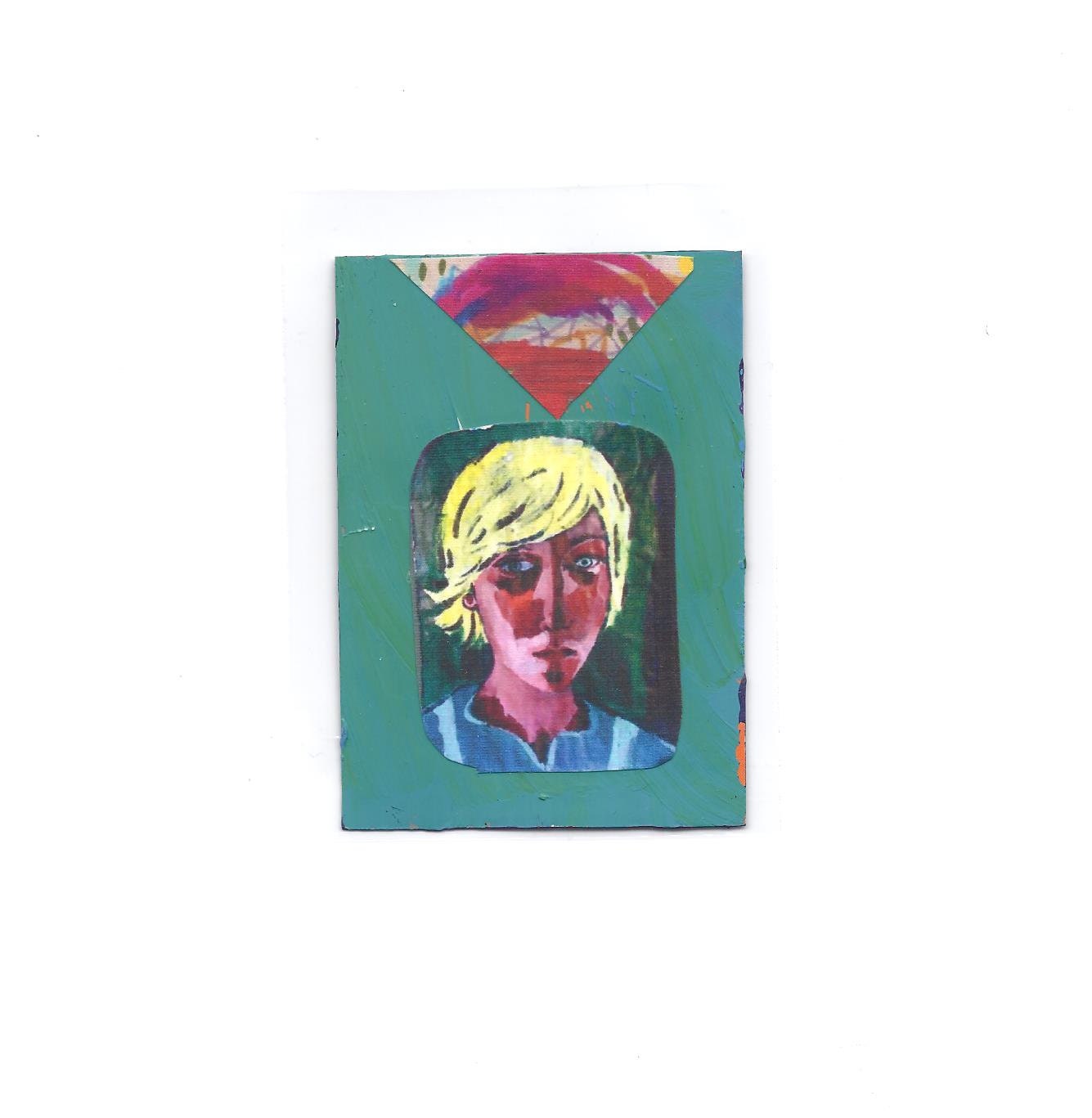 11 - ACEO Original Collage Artwork / Artist Trading Card From An Artist Print Of One Of My Self Portraits
