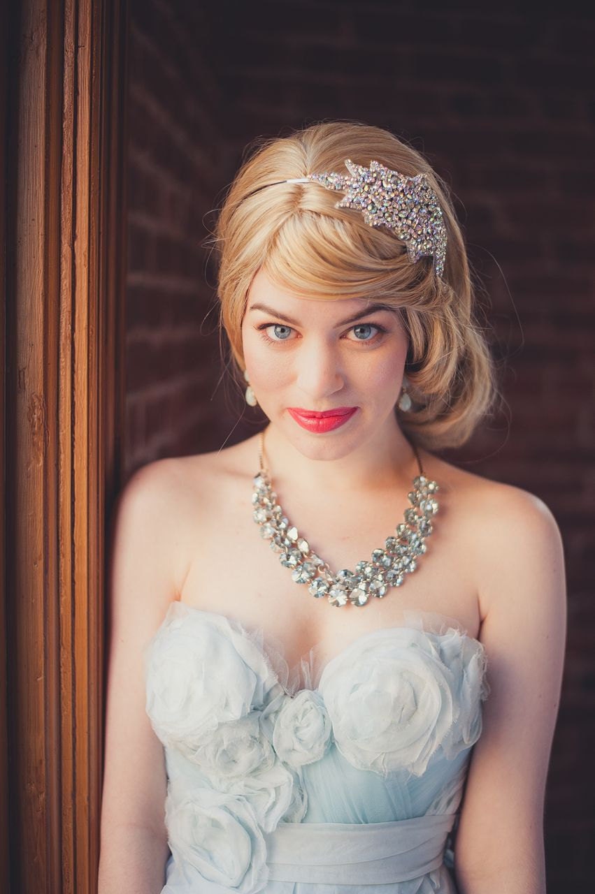 Bridal Headband - Pastel Crystal Rhinestone Head Piece