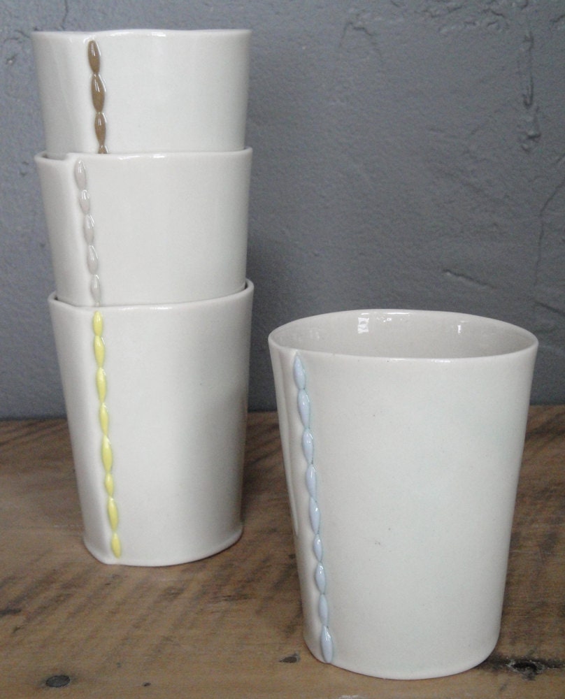 Porcelain Juice Cup (Blue Beads)
