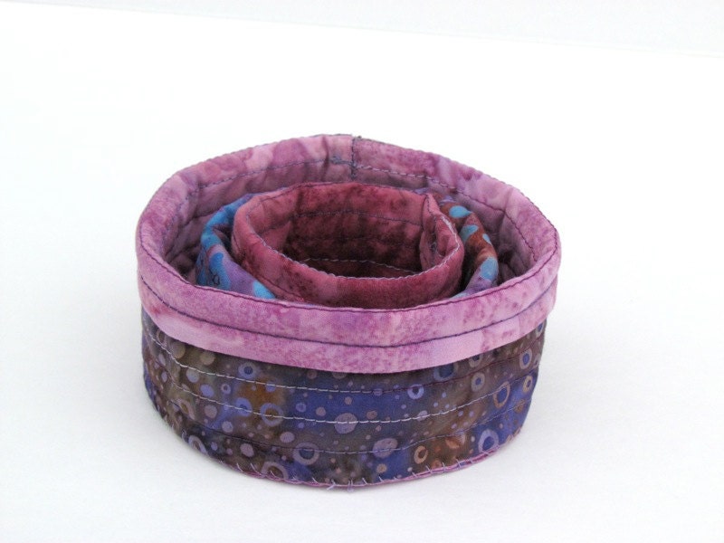 Purple Nesting Fabric Bowls, Small Storage