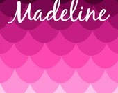 Personalized Children's Art Print - Pink Ombre Scallops- 8 x 10 or 5 x 7