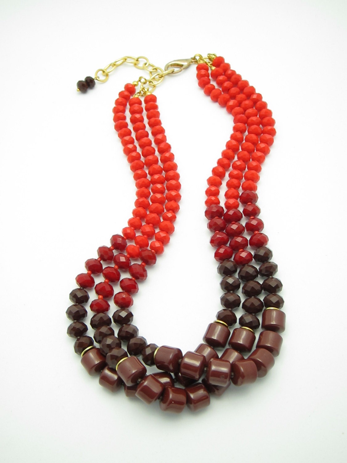 BET ON RED /Statement Necklace.Chunky/Red.Jasper.Multistrand/