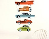 Vintage Cars Wall Decals 'Highway', Fabric (not vinyl) - Mini