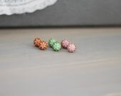 Citrus Studs - Glass Flower Studs in tangerine, lime, or grapefruit