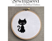 INSTANT DOWNLOAD Small Black Cat Cross Stitch Pattern