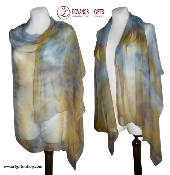 Hand dyed blue Shibori Silk shawl scarf wrap