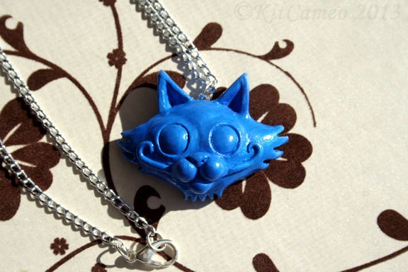 Voyeur Cat Hand Painted Resin Pendant