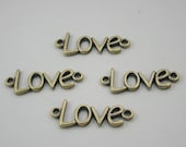 4 pcs.Zinc Brass LOVE Charms Pendants Decorations Findings 15 mm. RC