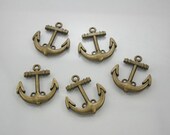 5 pcs.Zinc Antique Brass Anchor Charms Pendants Decorations Findings. SPW15