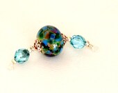 Blue Artisan Glass Bead Pendant. Blue Lampwork Bead Statement Necklace. DIY Necklace.