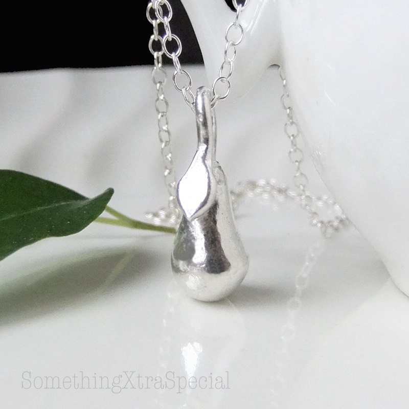 Silver Pear Pendant, Pear Necklace, One of a Pair, sisters, twins, best friends and lovers