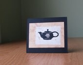Teapot print // original hand pulled linocut print on rice paper