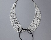 silver flowers lace collar necklace