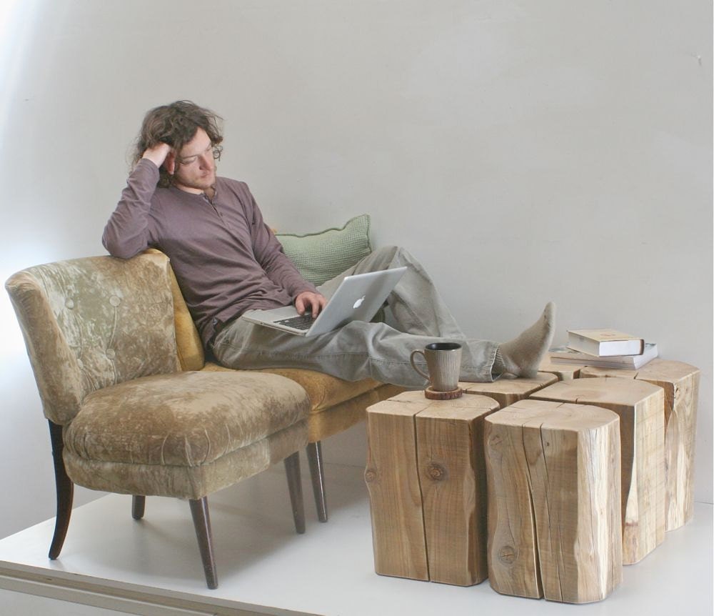 Reclaimed Wood Timber Coffeetable Stool Seat