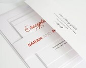 Modern Whimsy - Modern Wedding Invitation in Red and White, Winter Wedding - Deposit to Get Started