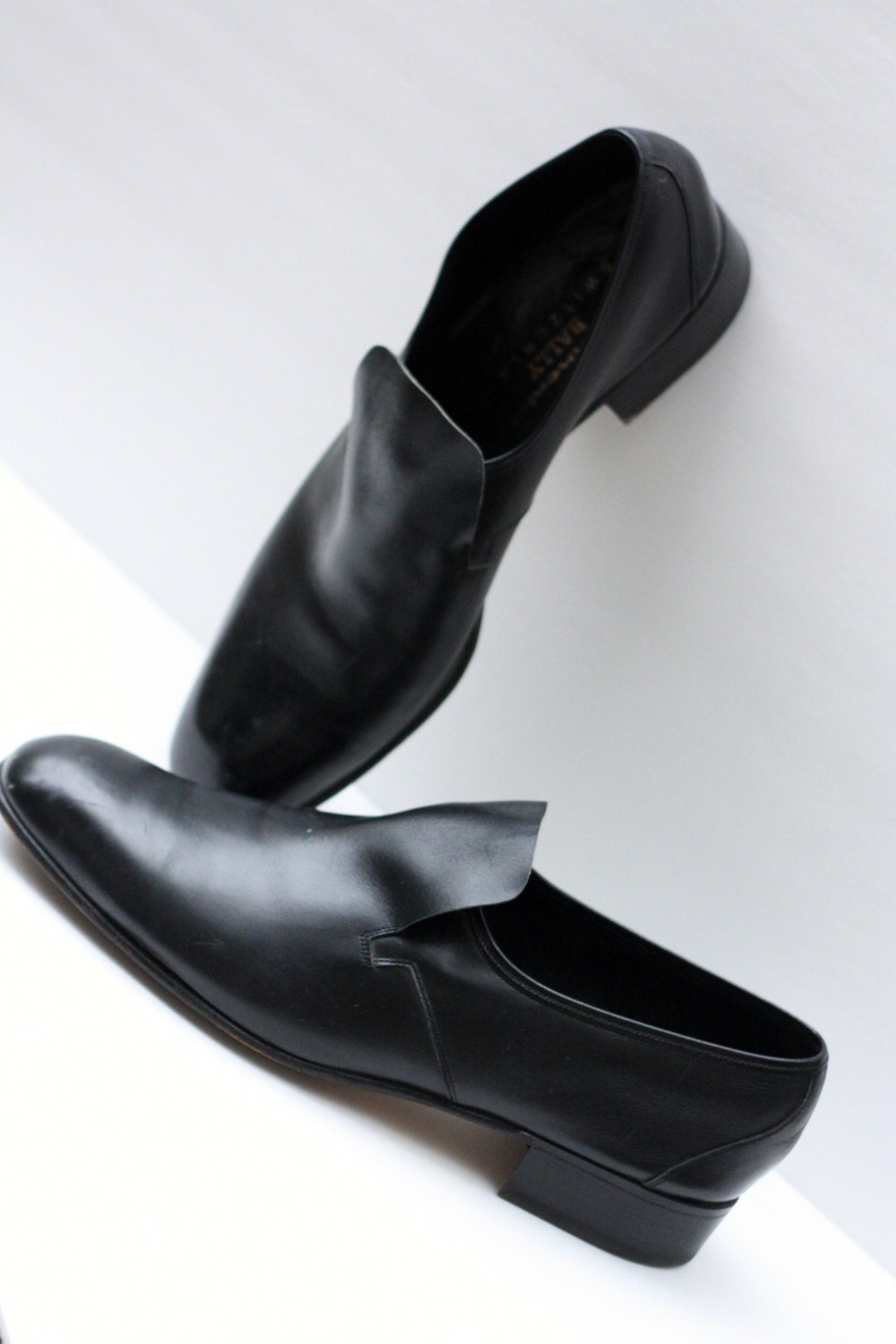 Mens Mad Men Style BALLY Continentals Mod Dress Loafers in Black - Sz 12 D