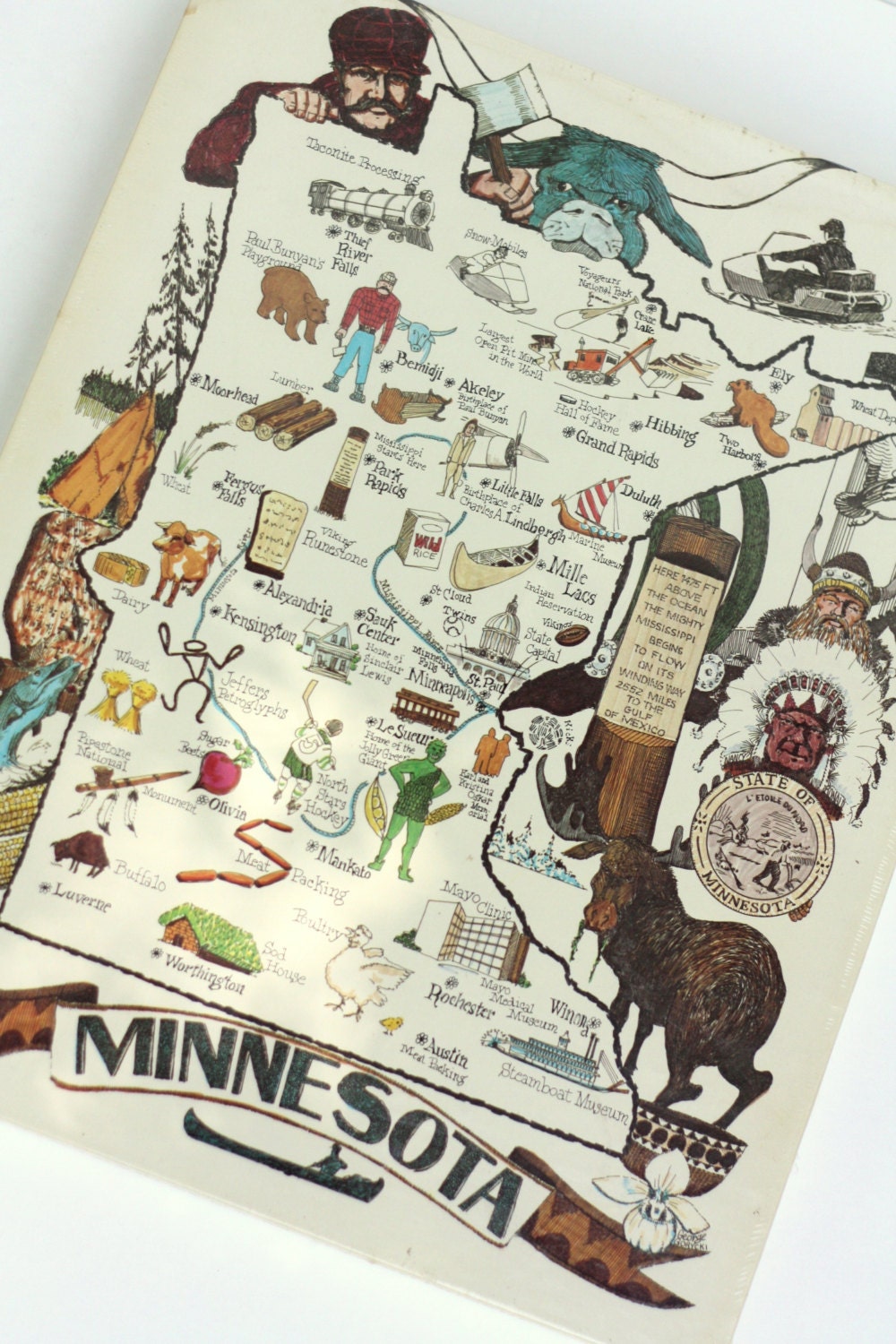 Unopened 1976 GORYCKI Illustrated Minnesota State Jigsaw Puzzle