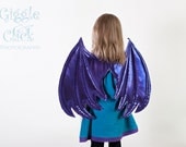 Purple Metallic Dragon Wings, wire free, kids dress up wings, Gold pair of wings donated to child in chemo with each purchase