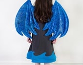 Royal Blue Textured Metallic Dragon Wings, wire free, kids dress up wings, Gold pair of wings donated to child in chemo with each purchase