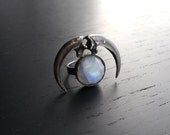 The Raven Moon Ring with Talons and Moonstone