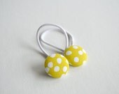 Pair of Ponytail Holders - Zingy Yellow Dots
