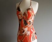 Vintage 70s EGYPTIAN goddess One PIece Swim Suit (s)