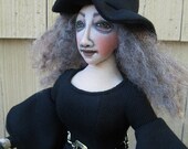 GOTHIC WITCH DOLL. Witch Art Doll. Halloween Witch. Gothic Doll.  Folk Art Witch