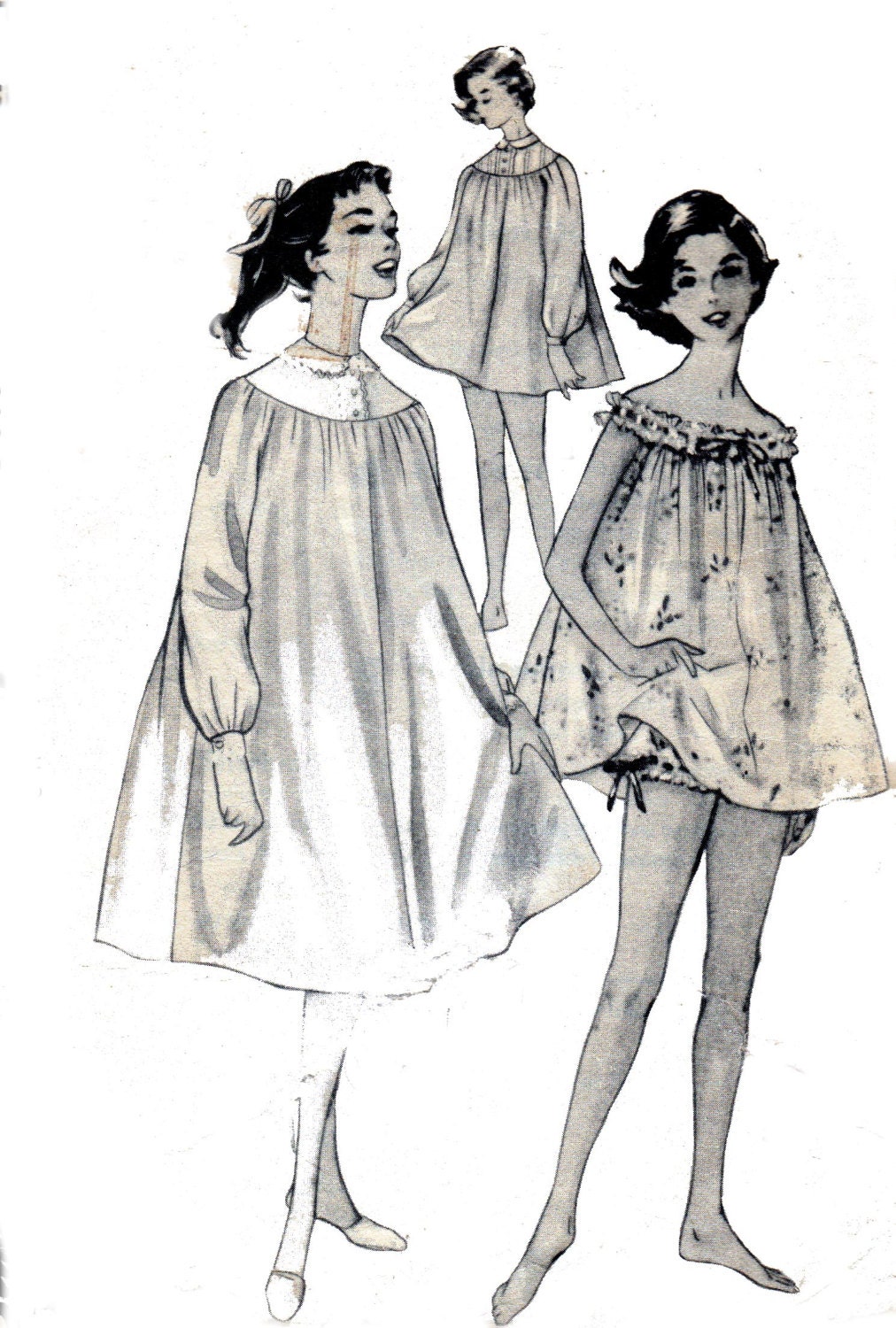 50s Vintage Sewing Pattern Night Gown and Panties Simplicity 1431 Size 16 Bust 34