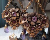 SOLD to Priscilla - amethyst daisies - vintage assemblage earrings with art nouveau dress clips and hearts by the french circus