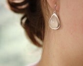 Teardrop Earrings / Raindrop Earrings in Rose Quartz and Sterling Silver - fine jewelry