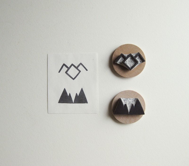 NEW Twin Peaks Symbols Set of Two Hand Carved Rubber Stamps