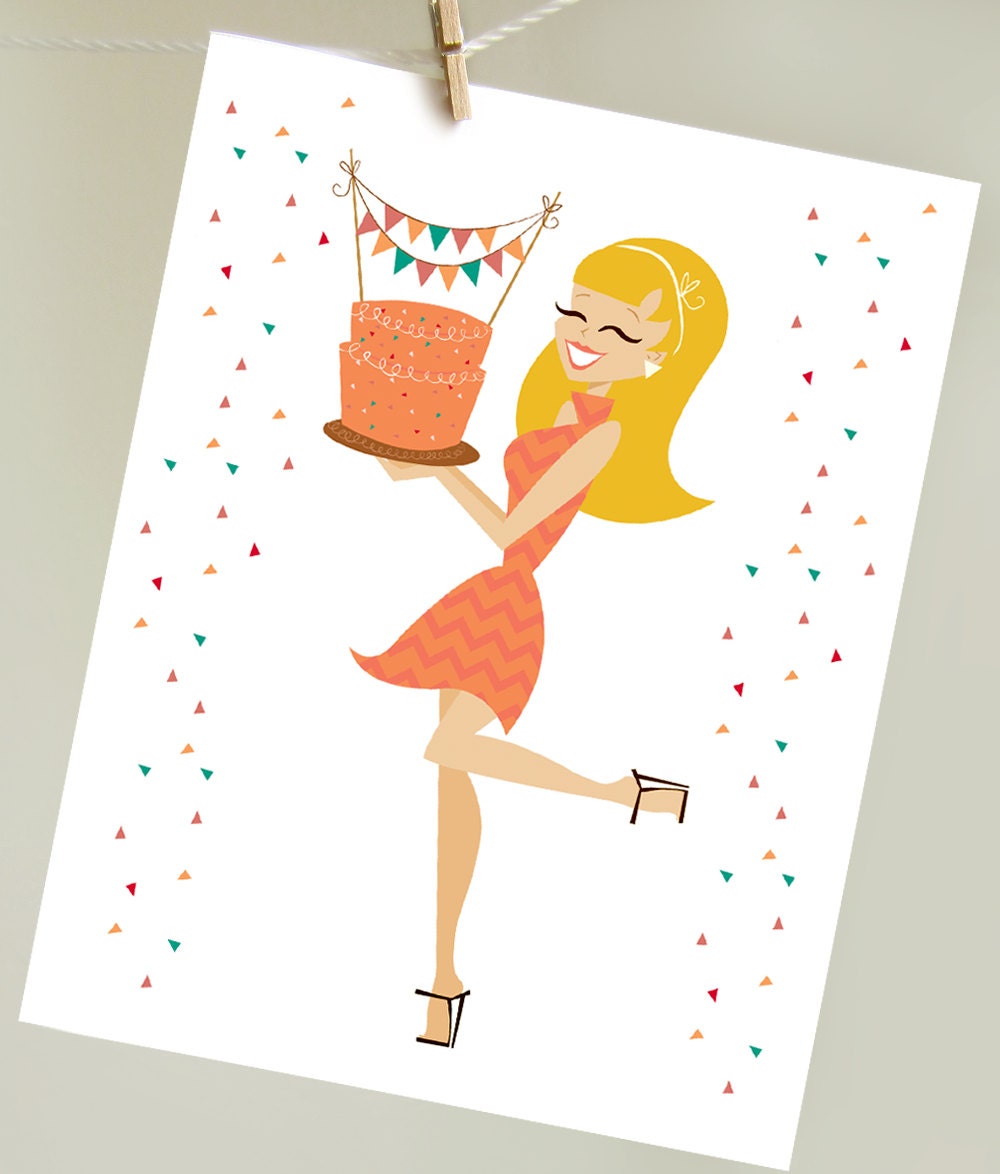 Birthday Girl in a Chevron Dress Handmade Birthday Card