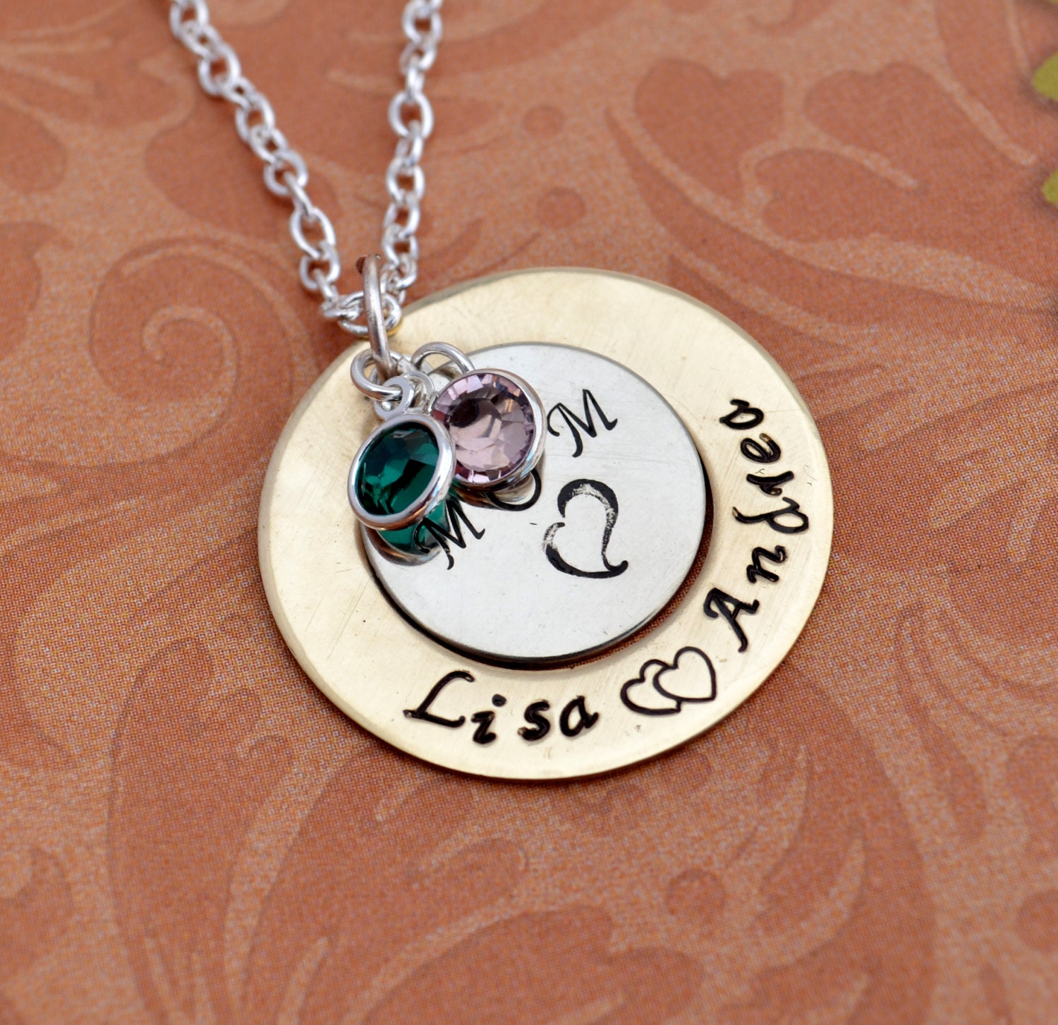 Personalized Mother's Day Necklace, Hand Stamped Jewelry, Custom Neckace, Mom, Mommy, Mother