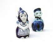 Vintage Delft Dutch Boy and Girl Salt and Pepper Shakers Blue and White Holland