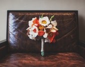 Felt Bouquet - Alternative Wedding Flowers - Orange and Ivory Bouquet - Wedding Bouquet -