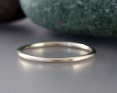 14k White Gold Skinny Stacking Ring - 1.3mm wide wedding band - Choice of textures